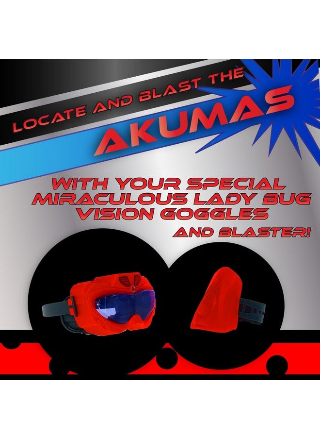 Miraculous Ladybug Vision Blaster Challenge, Capture Akumas With Wrist Shooter And Ladybug Vision Goggles, Indoor & Outdoor Fun, Exciting Party Game For Girls Age 5+ Red