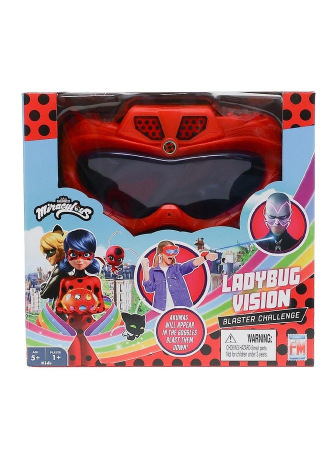 Miraculous Ladybug Vision Blaster Challenge, Capture Akumas With Wrist Shooter And Ladybug Vision Goggles, Indoor & Outdoor Fun, Exciting Party Game For Girls Age 5+ Red