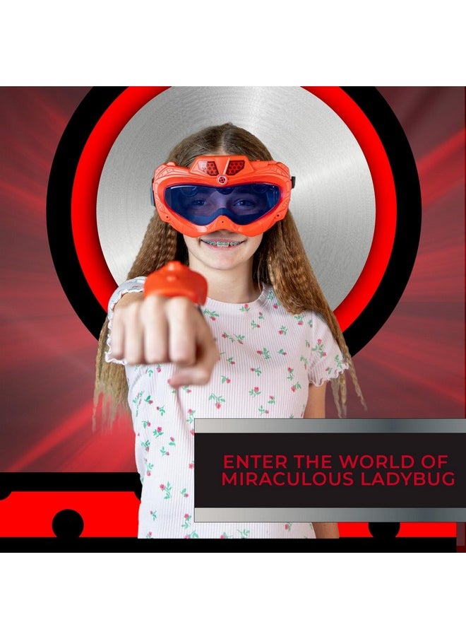 Miraculous Ladybug Vision Blaster Challenge, Capture Akumas With Wrist Shooter And Ladybug Vision Goggles, Indoor & Outdoor Fun, Exciting Party Game For Girls Age 5+ Red