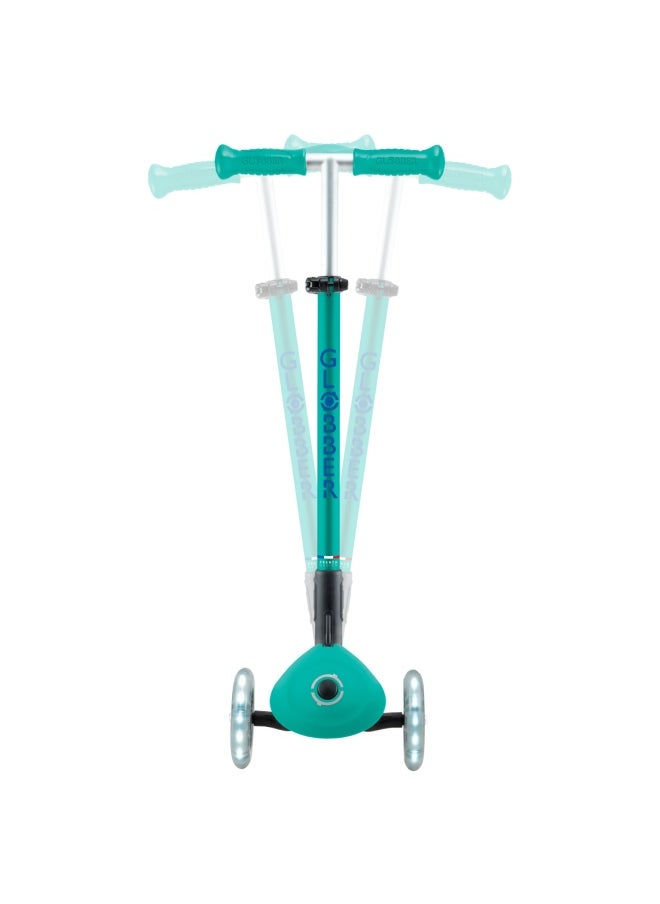 Globber Primo Foldable Plus Lights 3-wheel Kick Scooter in Emerald Green