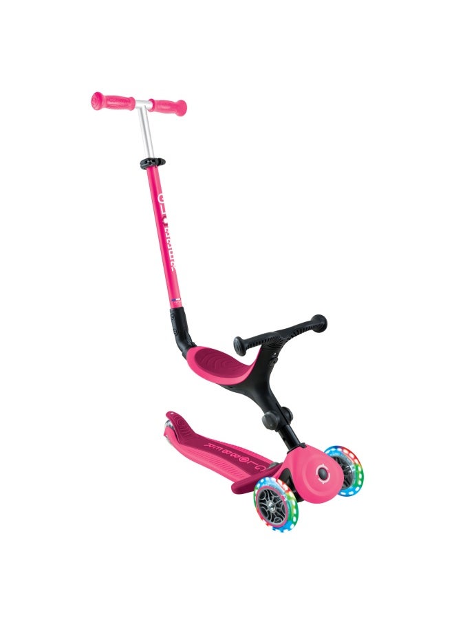 Globber Go Up Active Lights 3-wheel Foldable Kick Scooter Fushcia