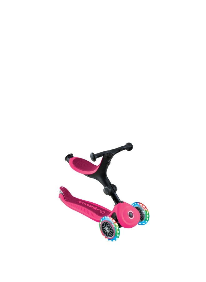 Globber Go Up Active Lights 3-wheel Foldable Kick Scooter Fushcia