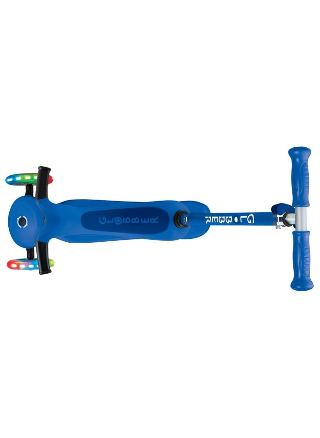 Globber Go Up Active Lights 3-wheel Foldable Kick Scooter in Navy Blue