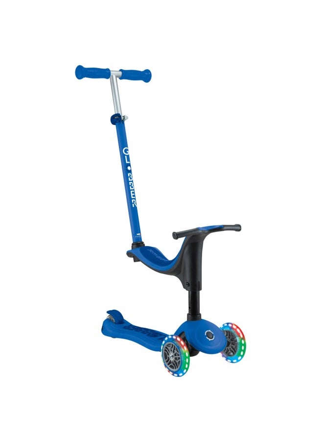 Globber Go Up Active Lights 3-wheel Foldable Kick Scooter in Navy Blue