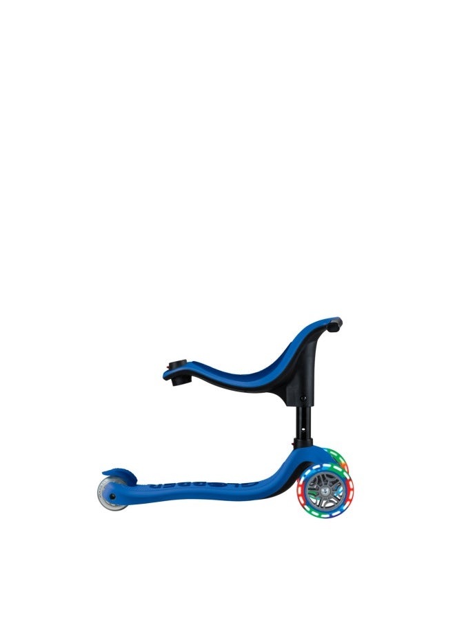 Globber Go Up Active Lights 3-wheel Foldable Kick Scooter in Navy Blue