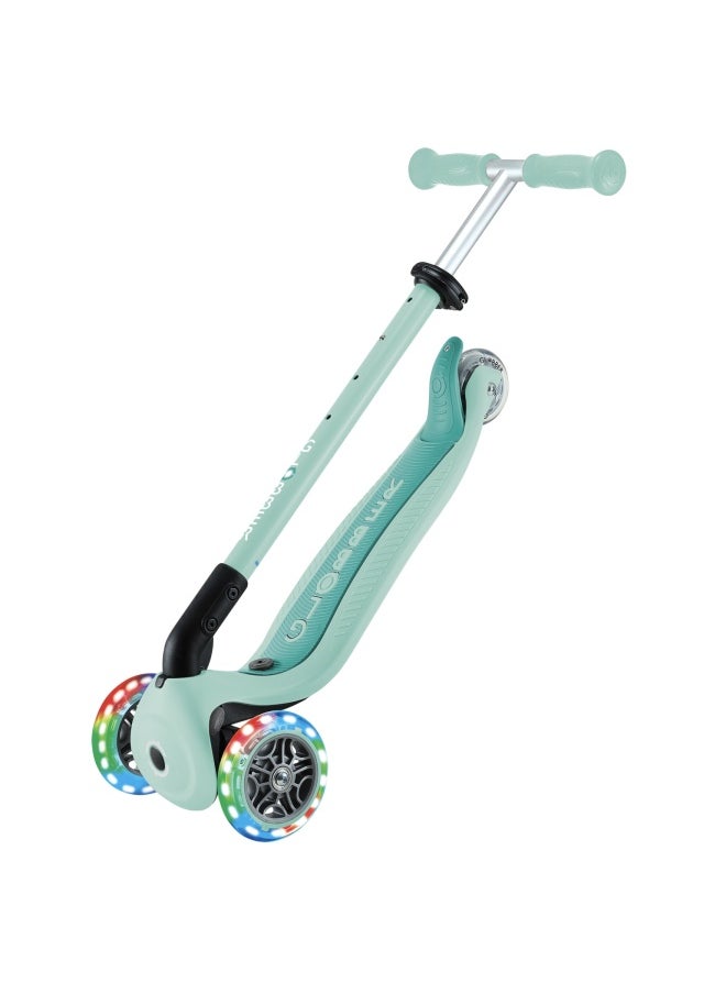 Globber Go Up Active Lights 3-wheel Foldable Kick Scooter in Mint