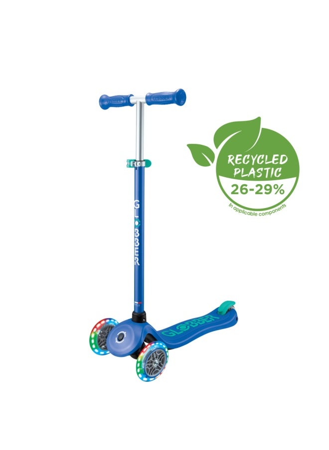 Globber Primo Plus Lights 3-wheel Kick Scooter in Navy Blue