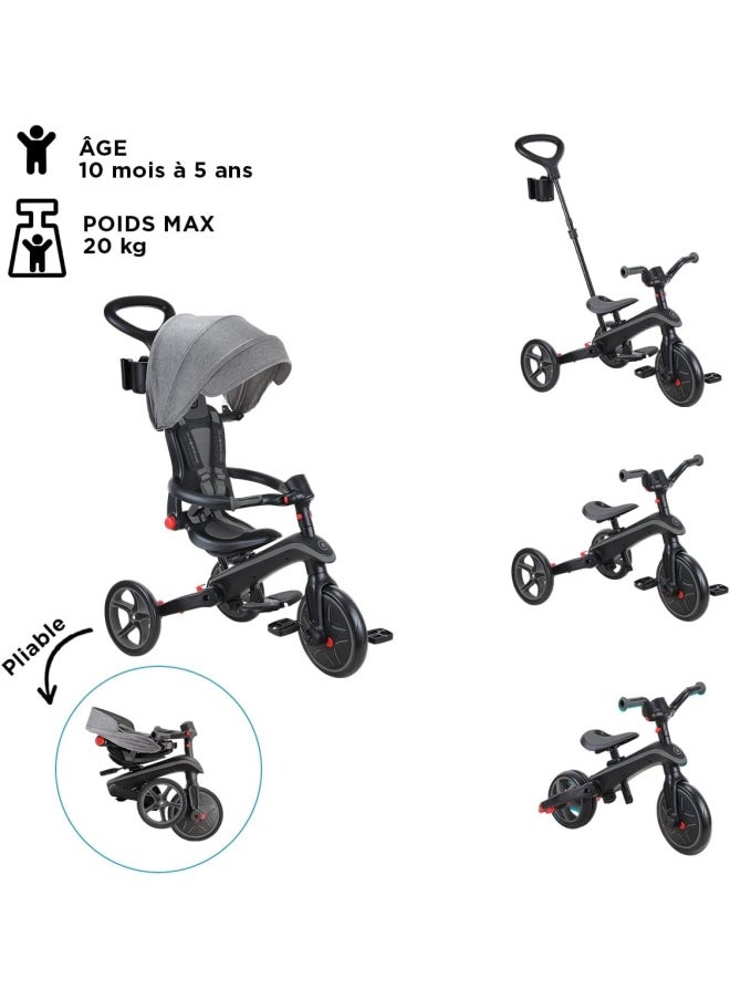 Globber Explorer Foldable 4-in-1 Trike in Black/Grey