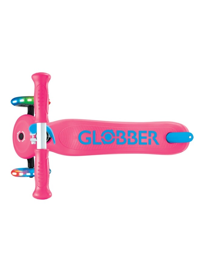 Globber Primo Plus Lights 3-wheel Kick Scooter in Fuchsia