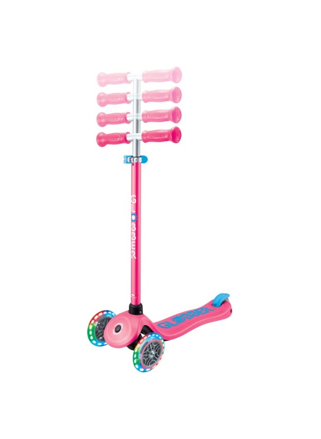 Globber Primo Plus Lights 3-wheel Kick Scooter in Fuchsia