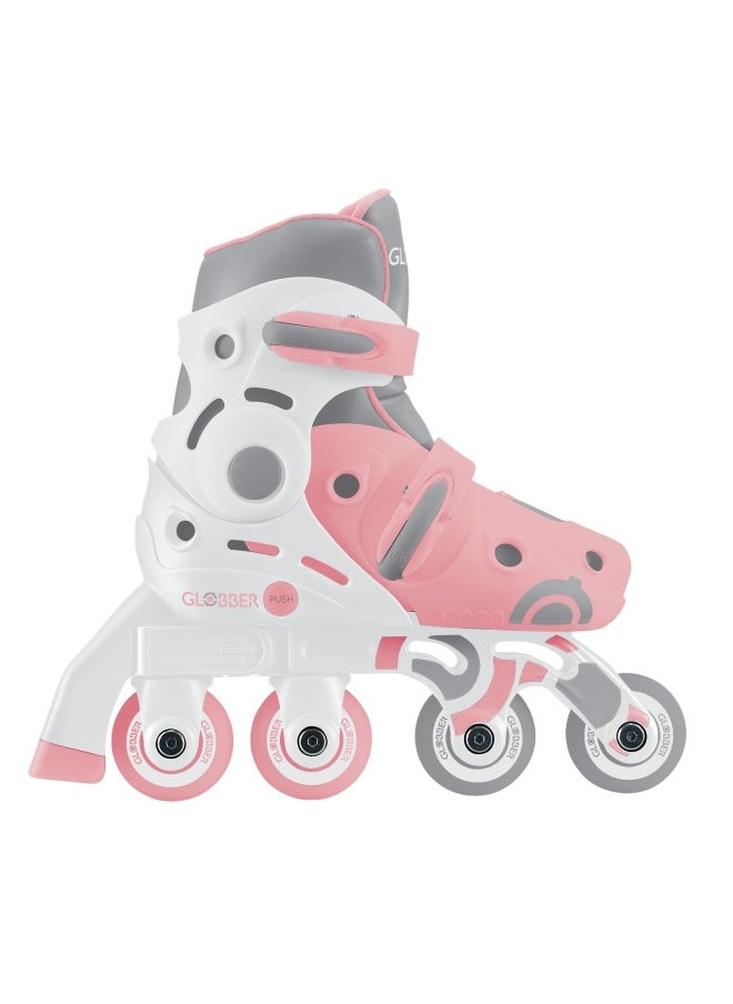 Globber Learning 2-in-1 Inline Adjustable Skates (Pastel Pink, S/M)