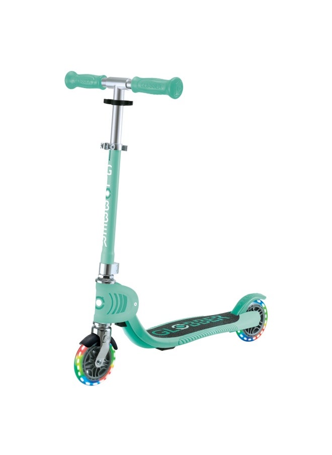 Globber Flow Foldable Junior Lights 2-wheel Kick Scooter in Mint