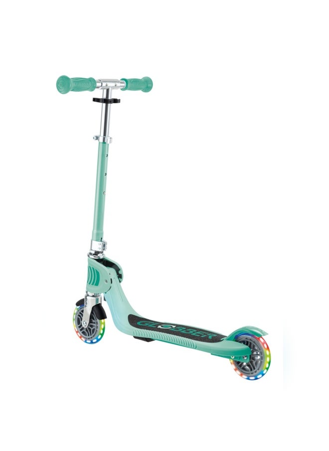 Globber Flow Foldable Junior Lights 2-wheel Kick Scooter in Mint