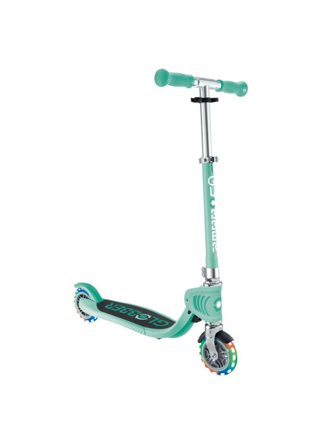 Globber Flow Foldable Junior Lights 2-wheel Kick Scooter in Mint