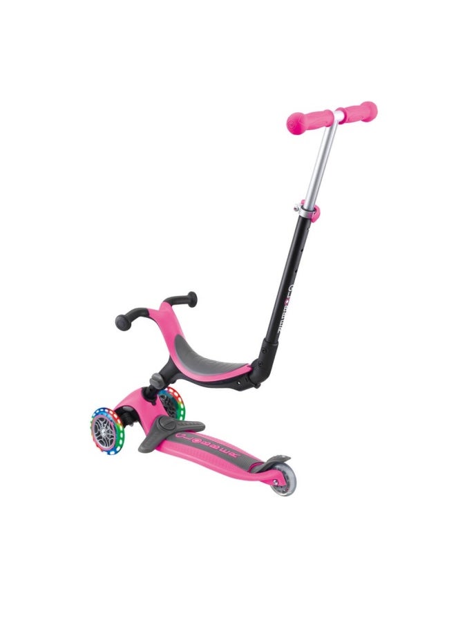 Globber Go Up Fold 3-Wheel Kick Scooter with Light-up Wheels (Deep Pink)