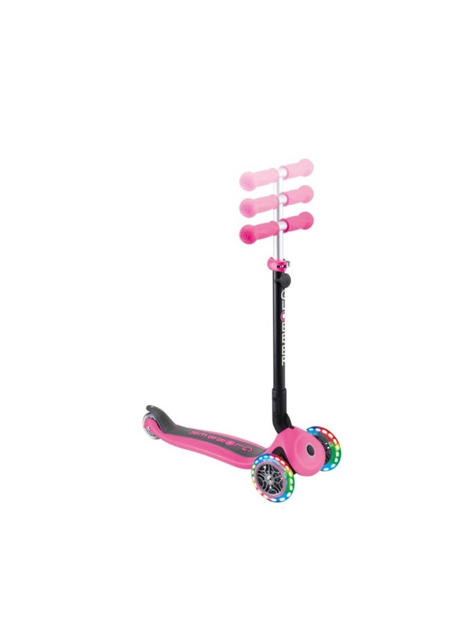 Globber Go Up Fold 3-Wheel Kick Scooter with Light-up Wheels (Deep Pink)