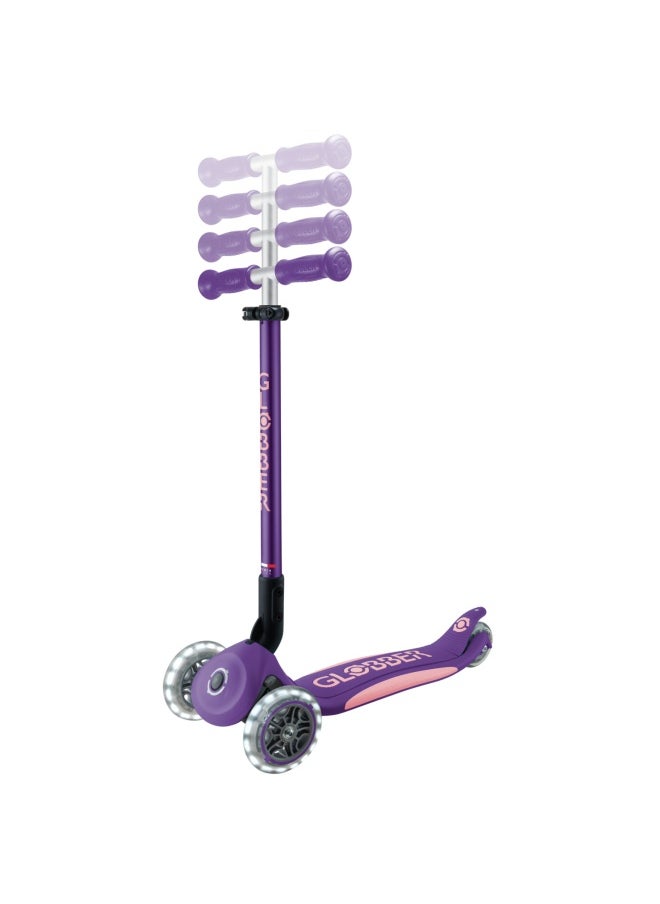 Globber Primo Foldable Plus Lights 3-wheel Kick Scooter Purple