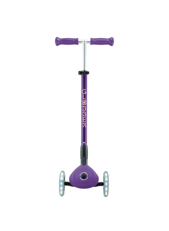 Globber Primo Foldable Plus Lights 3-wheel Kick Scooter Purple