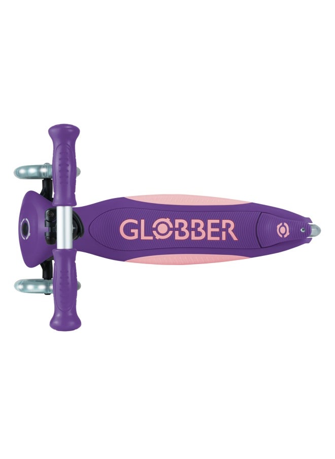 Globber Primo Foldable Plus Lights 3-wheel Kick Scooter Purple