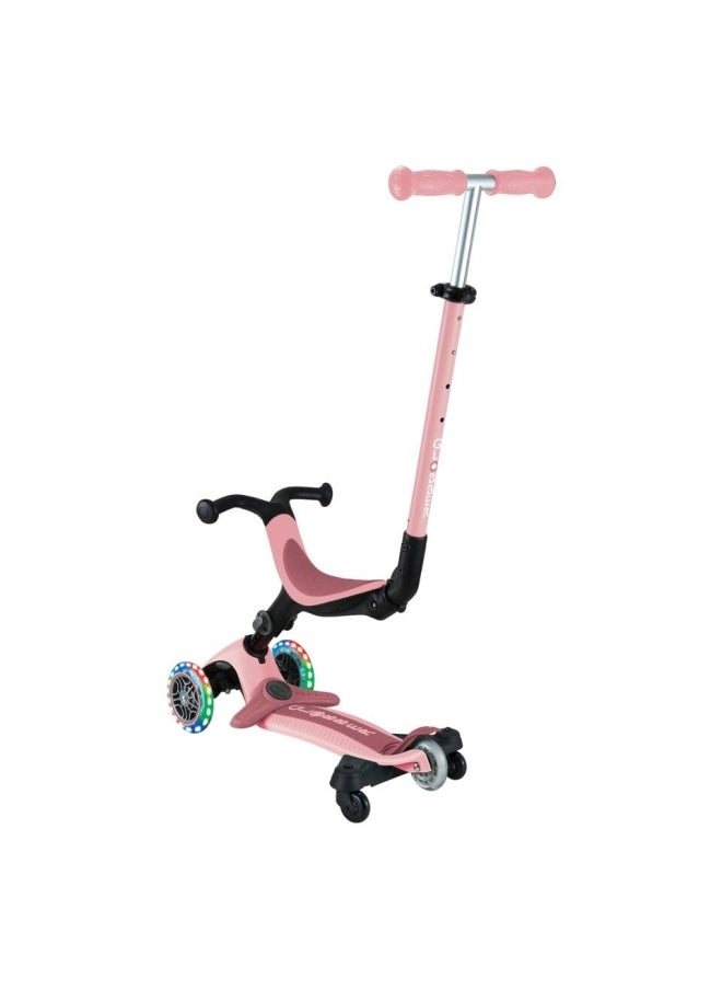 Globber Go Up Active Lights 3-wheel Foldable Kick Scooter in Pastel Pink