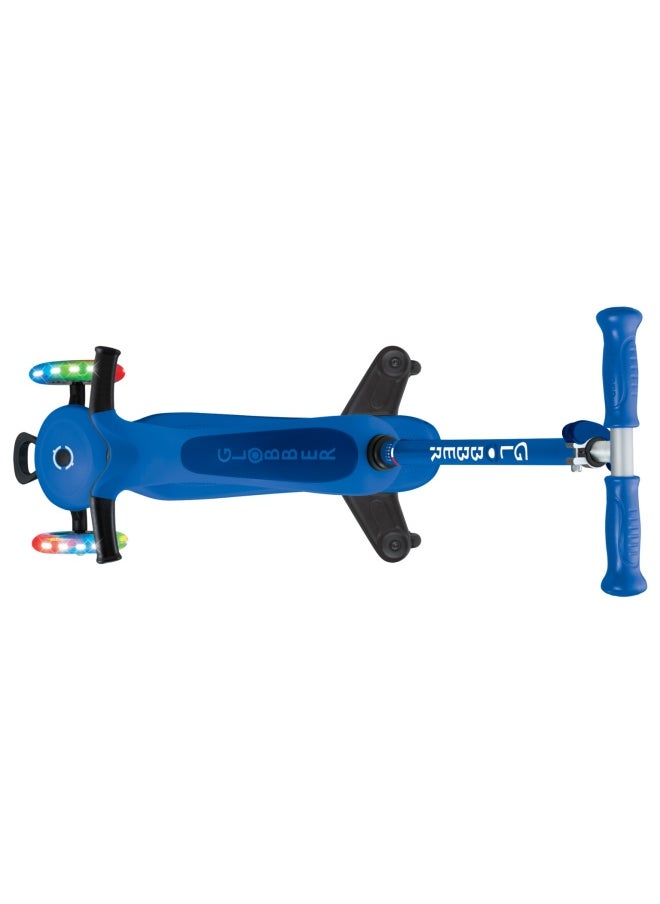 Globber Go Up Sporty Lights 360 Degree 3-wheel Kick Scooter in Navy Blue