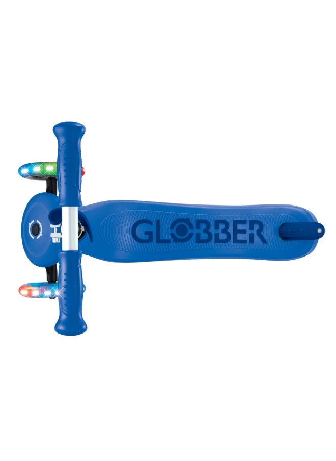 Globber Go Up Sporty Lights 360 Degree 3-wheel Kick Scooter in Navy Blue