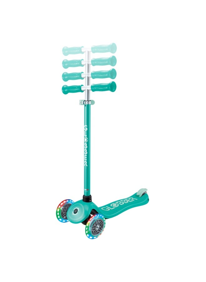Globber Primo Plus Lights 3-wheel Kick Scooter in Emerald Green