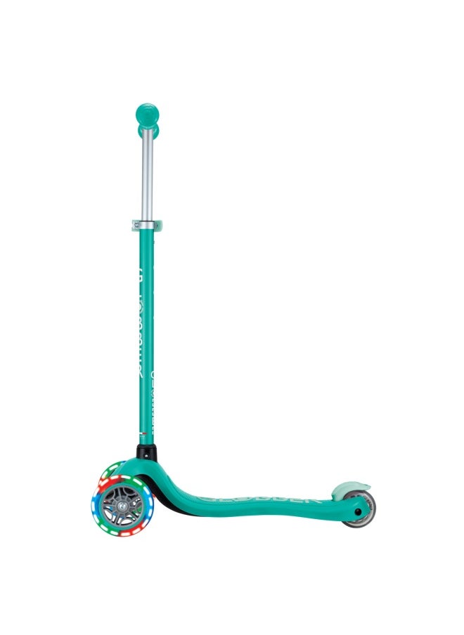 Globber Primo Plus Lights 3-wheel Kick Scooter in Emerald Green