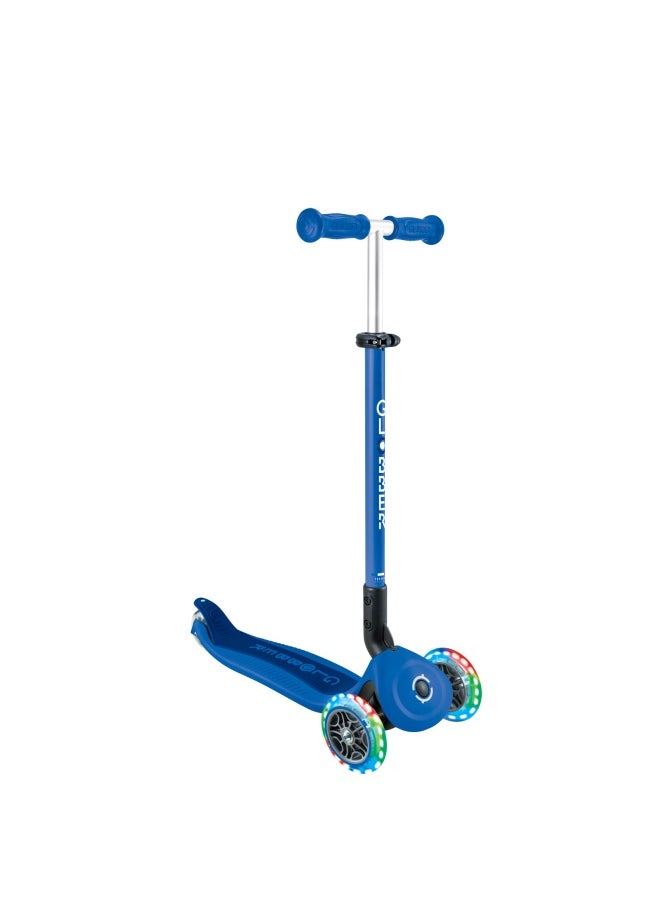 Globber Go Up Active Lights 3-wheel Foldable Kick Scooter in Navy Blue