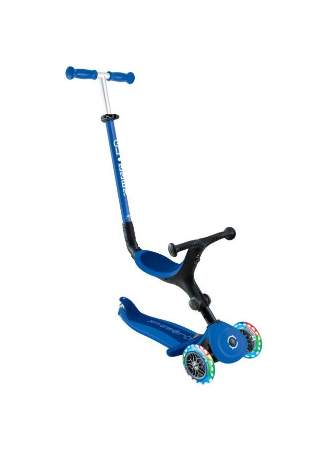 Globber Go Up Active Lights 3-wheel Foldable Kick Scooter in Navy Blue