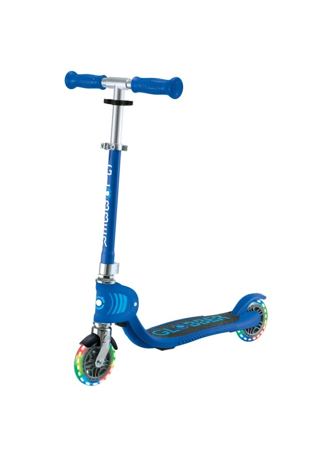 Globber Flow Foldable Junior Lights 2-wheel Scooter in Navy Blue