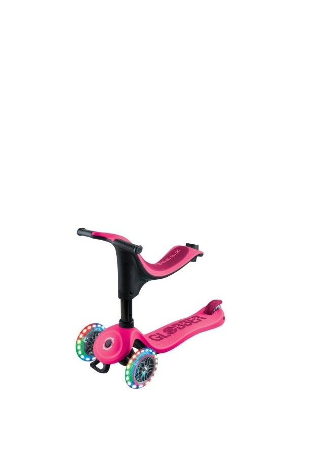 Globber Go Up Sporty Lights 360 Degree 3-wheel Kick Scooter in Fuschia