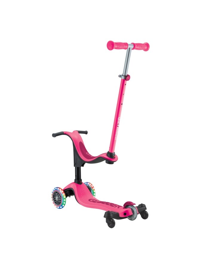 Globber Go Up Sporty Lights 360 Degree 3-wheel Kick Scooter in Fuschia