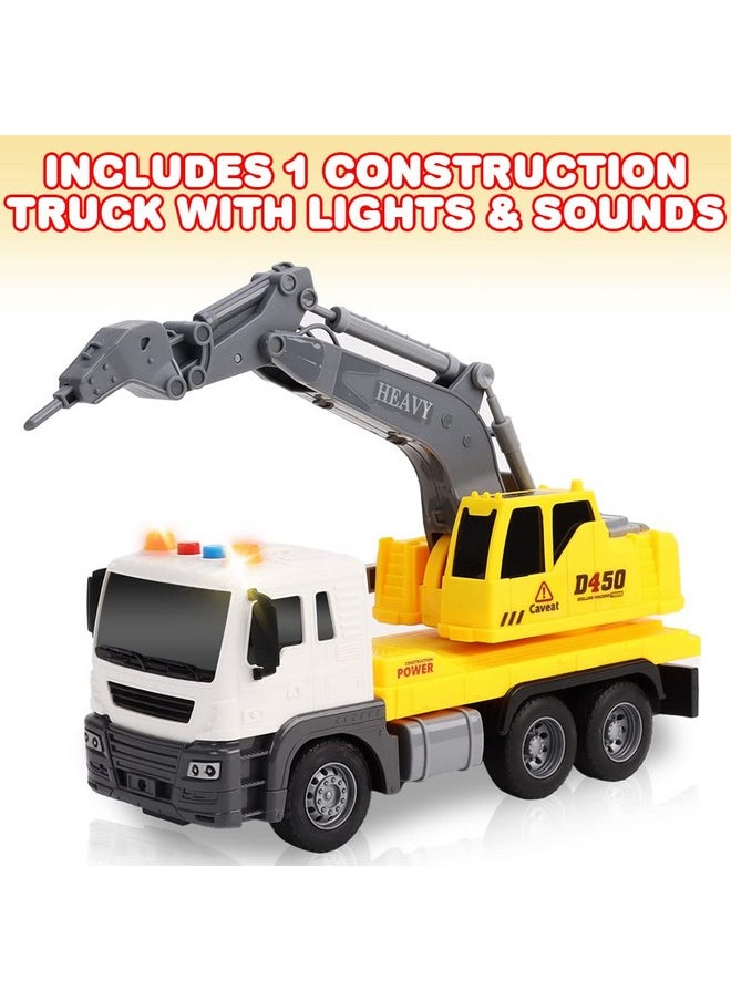 Light Up Construction Truck Toy, Excavation Truck Toy With A Rotating Back, Push And Go Kids Construction Toy With Led And Sound Effects, Cool Construction Trucks For Boys And Girls