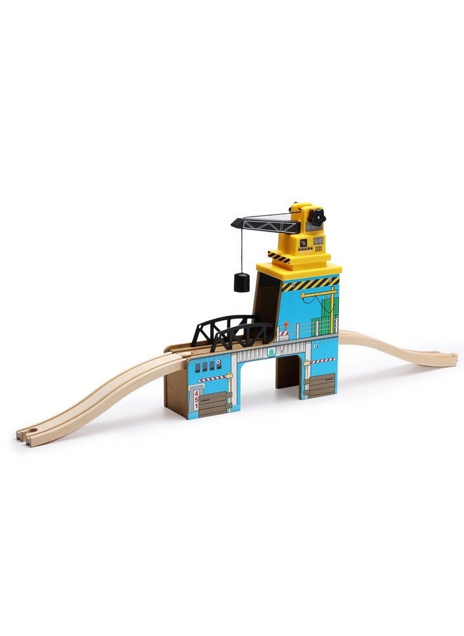 Wooden Train Set Accessories, Magnetic Rotary Crane Set With Track For Kids Compatible With Thomas, Brio, Chuggington, Melissa And Doug