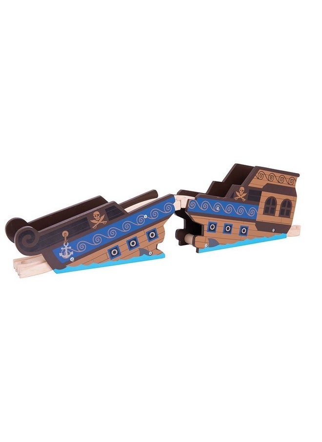 , Wooden Shipwreck Bridge, Wooden Toys, Bigjigs Train Accessories, Pirate Toys, Pirate Ship, Train Toys, Wooden Train Sets, Wooden Toys For 3 4 5 Year Olds