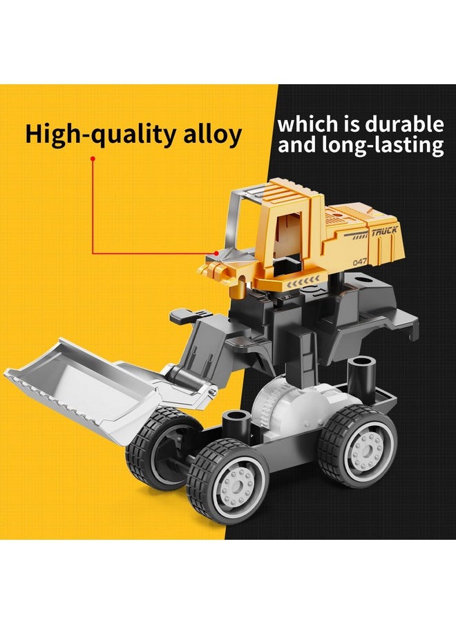 Alloy Mini Construction Vehicles,8Pcs Die-Cast Construction Toys Set,Excavators Mixer Truck Bulldozers Forklift Dump Truck Toys,Pull Back Car Toys For Toddlers Kids Boys & Girls