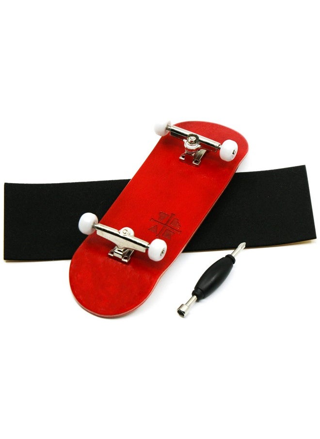 32Mm Pro Fingerboard Complete - Fully Assembled With Pro Level Components - Pro Shaped Wooden Deck (32X97Mm), Ultraspin Bearing Wheels, Prodigy Gen2 Trucks - The Crimson Classic