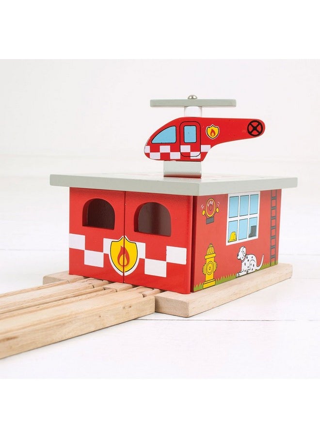 , Firestation Shed, Wooden Toys, Bigjigs Train Accessories, Wooden Fire Station, Wooden Shed, Rescue Vehicles Toys, Wooden Train Sets, Wooden Toys For 3 4 5 Year Olds