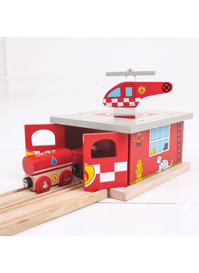 , Firestation Shed, Wooden Toys, Bigjigs Train Accessories, Wooden Fire Station, Wooden Shed, Rescue Vehicles Toys, Wooden Train Sets, Wooden Toys For 3 4 5 Year Olds