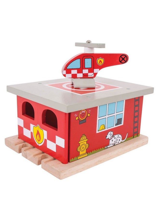 , Firestation Shed, Wooden Toys, Bigjigs Train Accessories, Wooden Fire Station, Wooden Shed, Rescue Vehicles Toys, Wooden Train Sets, Wooden Toys For 3 4 5 Year Olds