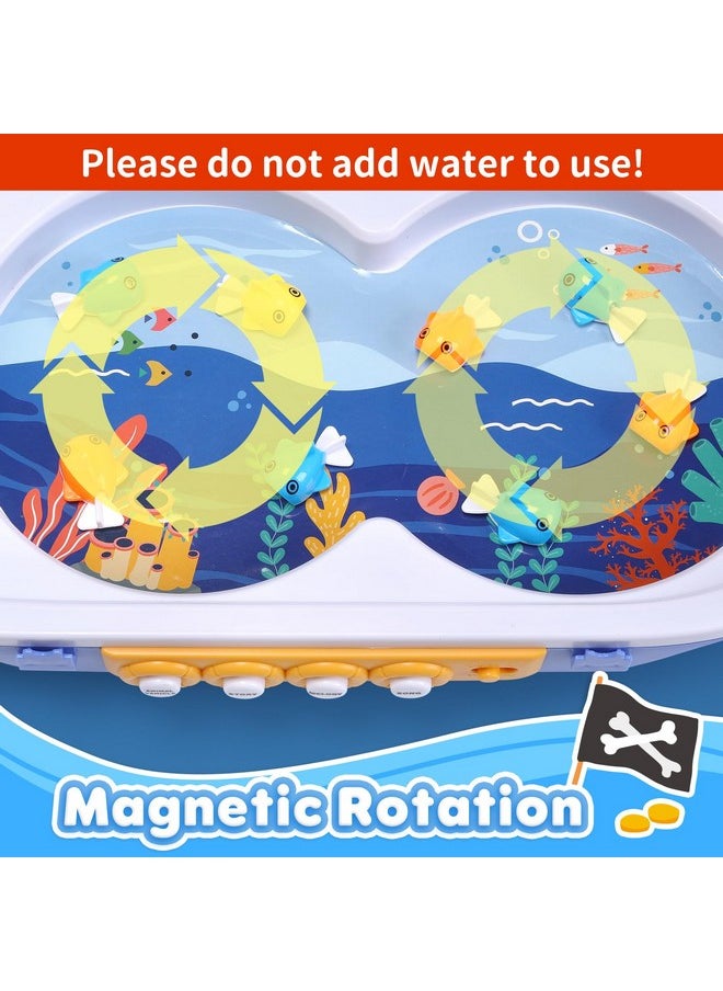 3-In-1 Toy Boat, Ship Toy Fishing Game, Magnetic Fishing Toys With 10 Fish, 2 Toy Fishing Poles, Electronic Playset With Fishing Pond, Educational Gift With Music For Kids Boys Girls