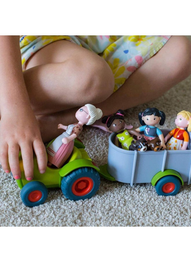 Little Friends Tractor And Trailer - 2 Piece Farm Play Set With Movable Hatch