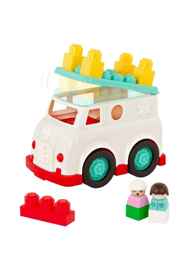 - Rescue Truck - 8Pc Construction Set - 2 Figures & 5 Blocks - Build-On Vehicle - 12 Months + - Locbloc® Ambulance