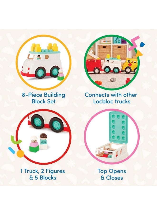 - Rescue Truck - 8Pc Construction Set - 2 Figures & 5 Blocks - Build-On Vehicle - 12 Months + - Locbloc® Ambulance