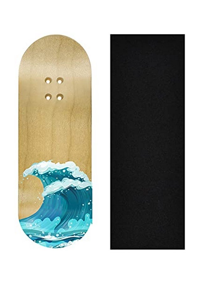 Premium Fingerboard Graphic Deck, Waves - 34Mm X 97Mm - Heat Transfer Graphics, Pro Shape & Size - Pre-Drilled Holes - Includes Prolific Foam Tape