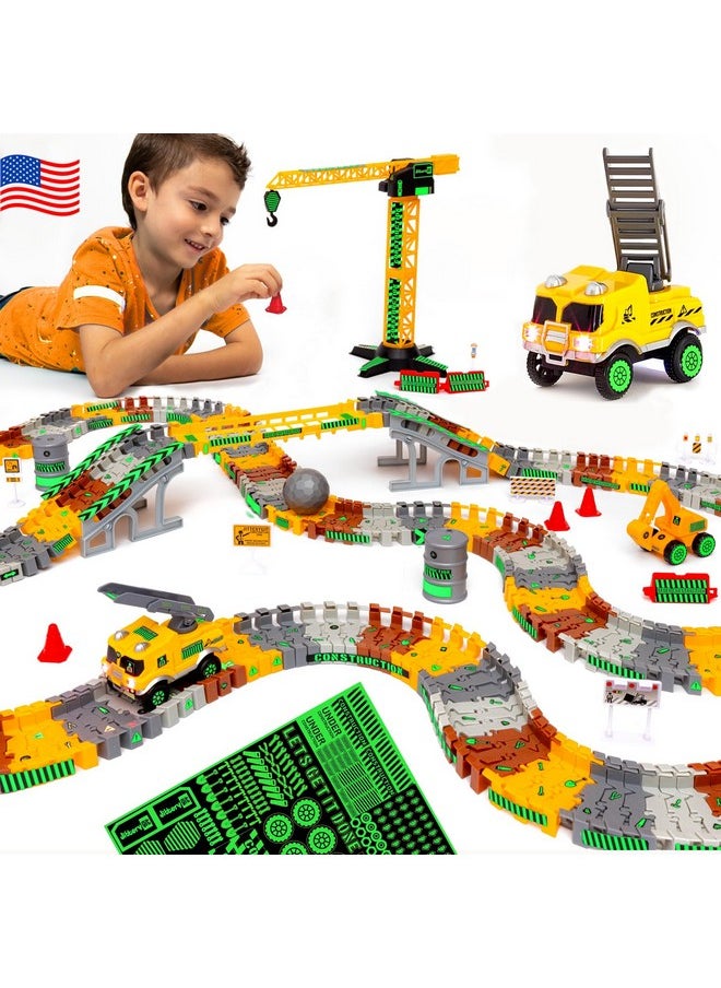 Construction Race Track Site Toy - Including Sandbox Vehicles, Trucks, Excavator, Bulldozer, Dump Truck, Crane - Birthday Gift For Kids, Boys, Girls, Toddlers For Ages 3 4 5 6 7 8 Year Old