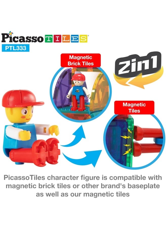 PicassoTiles Brick Blocks and Magnet Tile Combo Building Block Set (333 Pieces)