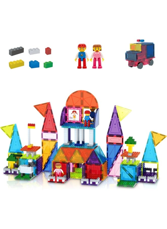 PicassoTiles Brick Blocks and Magnet Tile Combo Building Block Set (333 Pieces)