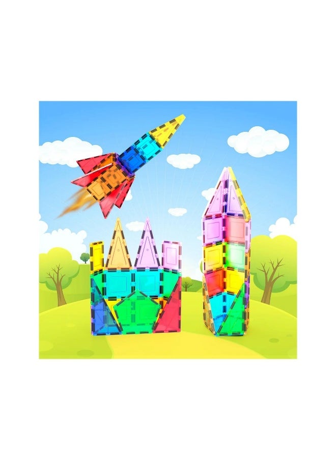 PicassoTiles Rocket Themed Magnetic Building Block Set (32 Pieces)